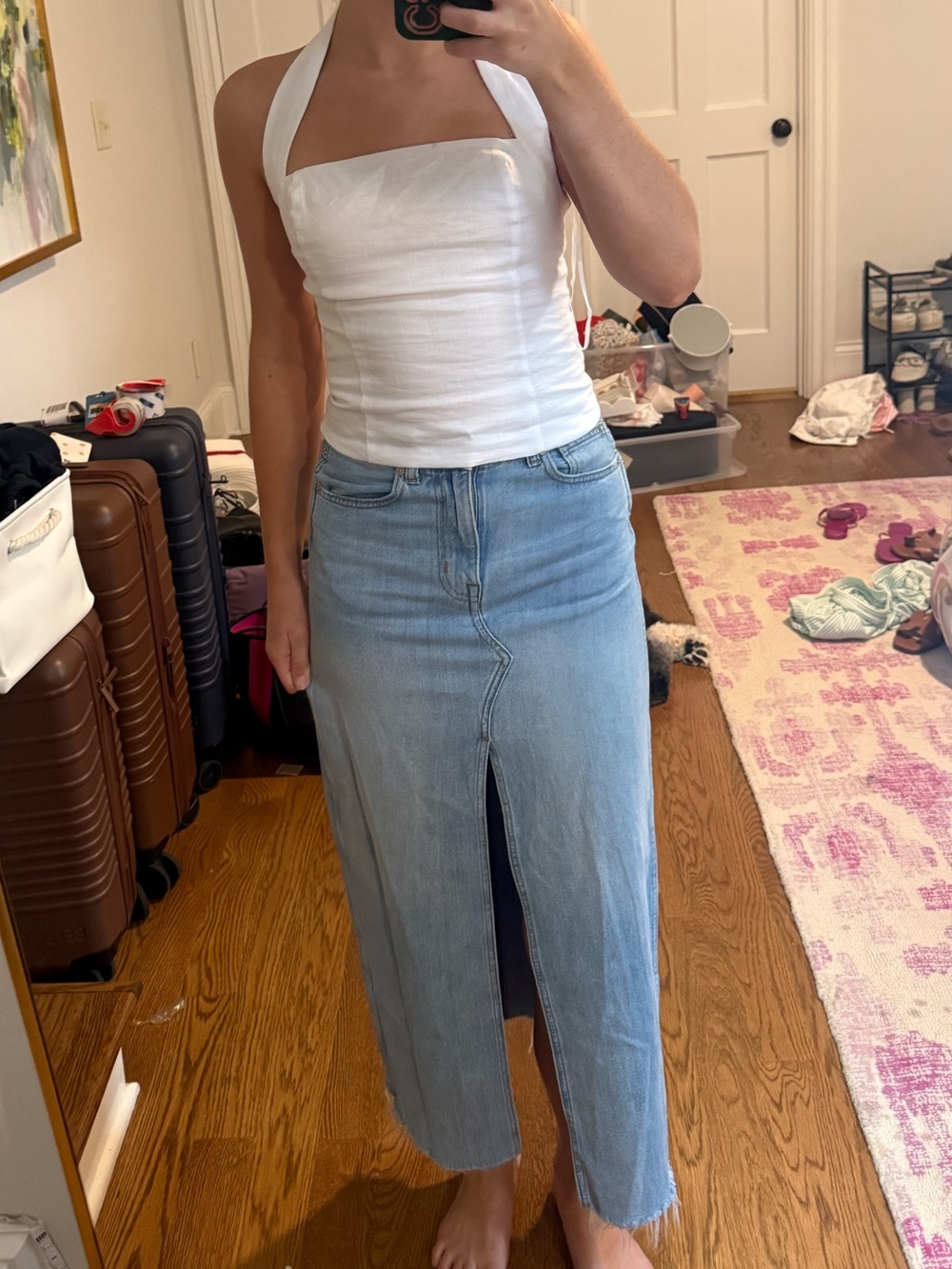 Madewell Light Blue Straight-Leg Jeans with Front Slit